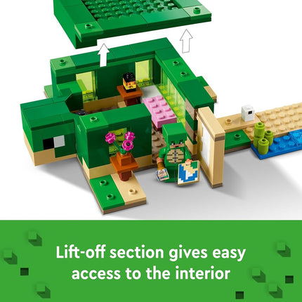 LEGO Minecraft The Turtle Beach House Toy with Animal Figures & Mobs, plus Accessories incl. a Crafting Table - Gaming Gift for 8+ Year Old Boys & Girls - 21254
