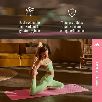 Adidas Yoga Mat 4 mm - Non-Slip, Sustainable, Pink Fusion