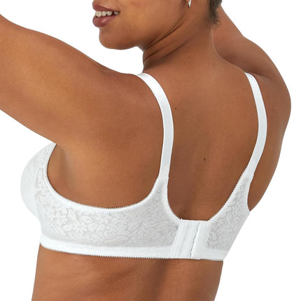 Bali Double Support Wireless Bra, Lace Bra with Stay-in-Place Straps, Full-Coverage Wirefree Bra, Tagless for Everyday Wear, White, 34B