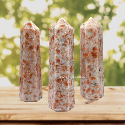 Large Sunstone Crystal Towers ~ Natural Healing Crystal Point Obelisk for Reiki Healing and Crystal Grid (5.5" to 6" INCH)