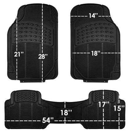 FH Group Climaproof� Trimmable Non-Slip Vinyl Floor Mats Full Set - Universal Fit for Cars Trucks and SUVs (Black) F11306 + F16400