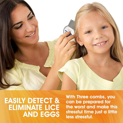 Lice Comb - (Pack of 12) Head Lice Treatment that's Individually Packaged Professional Stainless Steel Louse and Nit Combs Removes Eggs with Rounded Tips for Comfort