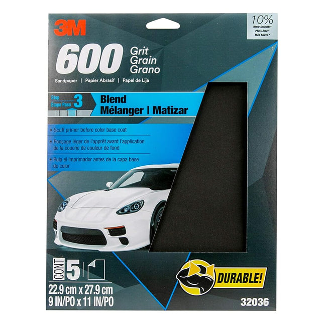 3M 32036 Imperial Wetordry 9x11-Inch P600 Grit Sheet, Pack of 5