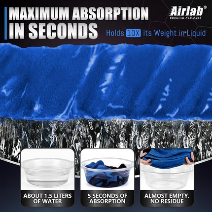 Airlab 4 x Professional 800GSM Microfibre Cloths, 40 x 40 cm, Absorbent Towels, No Streaks, Quick Wash, Dust Capture Polishing, Cleaning Cloths for Glasses, Kitchens, Bathrooms
