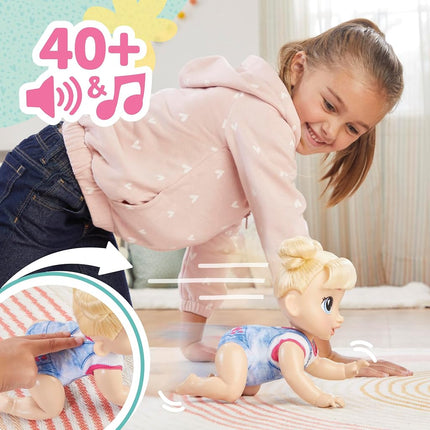 Baby Alive Crawl 'n Play Harper Hugs Electronic Crawling Baby Doll Set, Blonde Hair, Kids Toys for Girls & Boys 3 Years & Up, 27 cm/10.75 inches