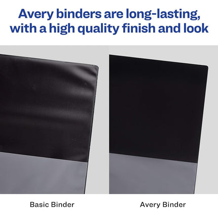 Classeurs Avery Economy View à 3 anneaux, ronds de 7,6 cm, 4 classeurs noirs (03361)