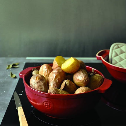 Emile Henry Hecho en Francia Olla de Arcilla para Pan y Patatas, 24 cm, Borgoña