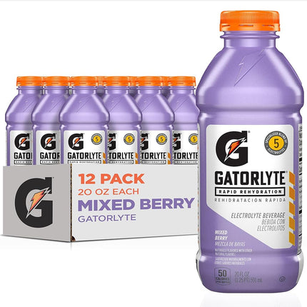 Boisson électrolytique Gatorlyte pour une réhydratation rapide, fruits mélangés, bouteilles de 591 ml (paquet de 12)