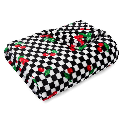 Betsey Johnson Ideal for Couch, Bed, or Lounge, Cozy Home Essentials, Polyester, Cherry Checker Red, 50" x 70"