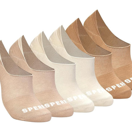 Sperry Men's 6 Pack Arch Hugger No Show Socks, Non-Slip Loafer Socks for Boat Shoes, Low Cut Invisible Liner with Heel Grip, beige, 6-12