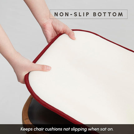 Elegant Comfort 4 Pack Chair Cushion Covers - Skid-Proof Rubber Backing - 16 x 16 Inch - Thick Dining Square Shape Seat Covers - Comfortable Textured Chair Pads with Ties - Honeycomb Pattern, Burgundy