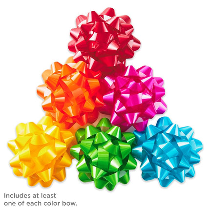 Hallmark 0005RSB1230 Birthday Gift Assortment Bows Red, Pink, Orange, Green, Teal, Yellow, Paper, Brights, 36 Count