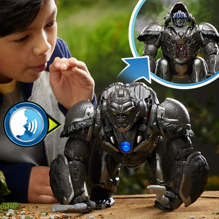 Transformers: Rise of the Beasts Command & Convert Animatronic Optimus Primal 31.5-cm Electronic Toy For 6+ Years, Includes: figure, 2 accessories and instructions.