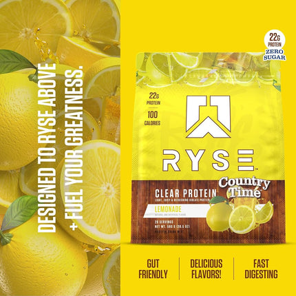 Ryse Clear Whey Isolate Protein Powder, Country Time Lemonade, 22g