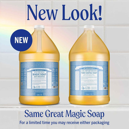 Dr. Bronner's 18-in-1 Pure Castile Liquid Soap - Baby Unscented, 3.8L