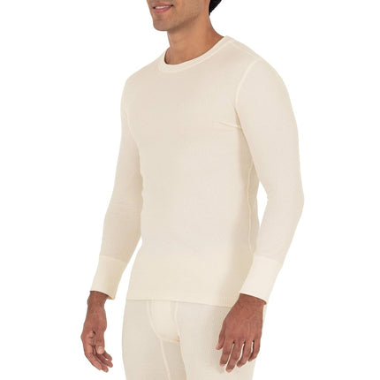 Fruit of the Loom Men's Recycled Waffle Thermal Underwear Crew Top (1 and 2 Packs) Pajama, Natural, 4X