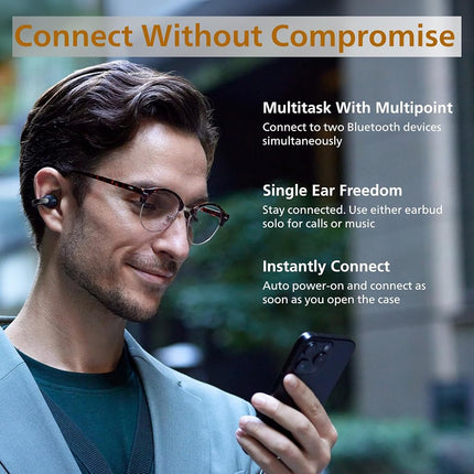 JVC Nearphones Open Ear True Wireless Headphones - Open Ear Earbuds - Bluetooth 5.3-24H Playback - IPX4 Water Resistant - Built-in Mic - Awareness & Comfort - Ear Clip Earbuds - HANP1T
