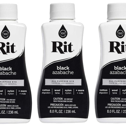 Rit All-Purpose Liquid Dye, 8 Ounce, Black (Тhrее 