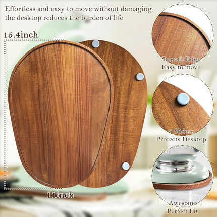 Acacia Wood Mixer Slider Mat for KitchenAid Stand Mixer Wooden Sliding Tray Compatible with Kitchen Aid 5-8 Qt Mixer