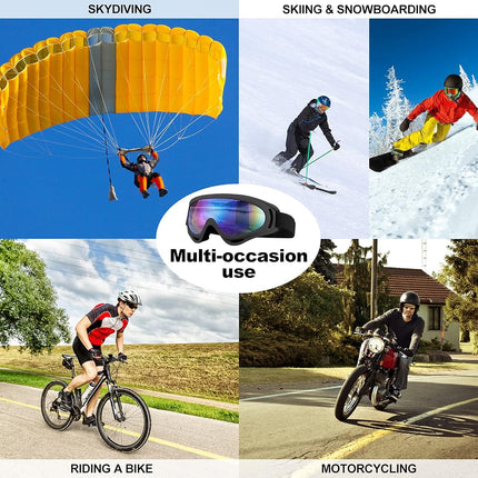 SixYard Ski Goggles, Motorcycle Goggles, 3 Pack Snowboard Snow Goggles for Men Women Adult Youth (Style 1)