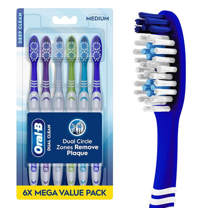 Oral-B Toothbrush Dual Clean, Medium, 6 Count
