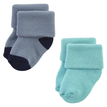 Hudson Baby Unisex Baby Cotton Rich Newborn and Terry Socks, Navy Taupe, 6-12 Months, Navy Taupe, 6-12 Months
