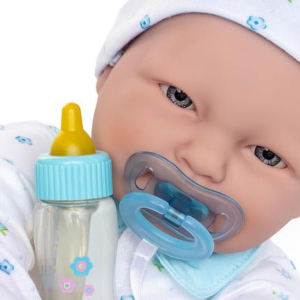 JC TOYS - 51 cm La Baby Doll Has Soft and Washable Body, Magic Bottle and Pacifier, Blue, Designed in Spain, +2 years old
