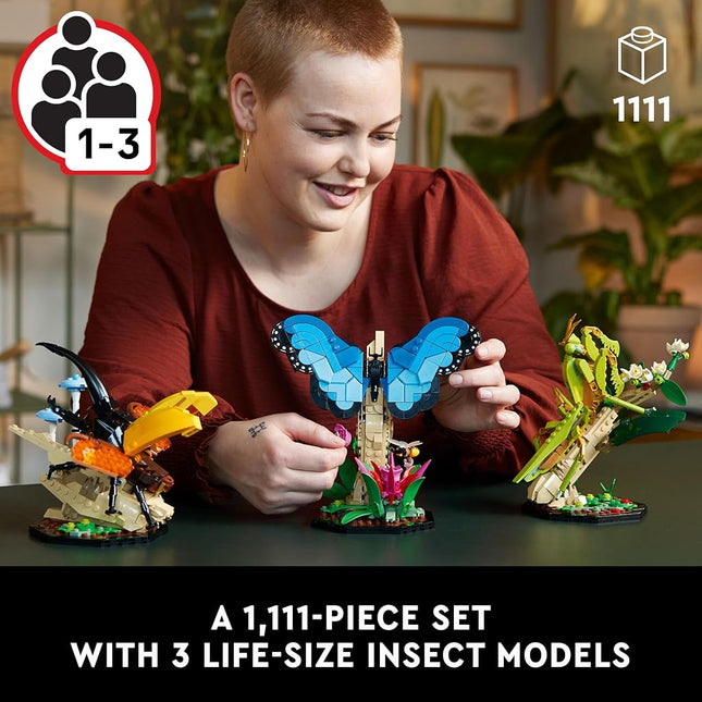 LEGO Ideas The Insect Collection, Fun Gift for Nature Lovers, with Life-Size Blue Morpho Butterfly, Hercules Beetle and Chinese Mantis Display Models, Insect Building Set, Nature Décor (6452127)