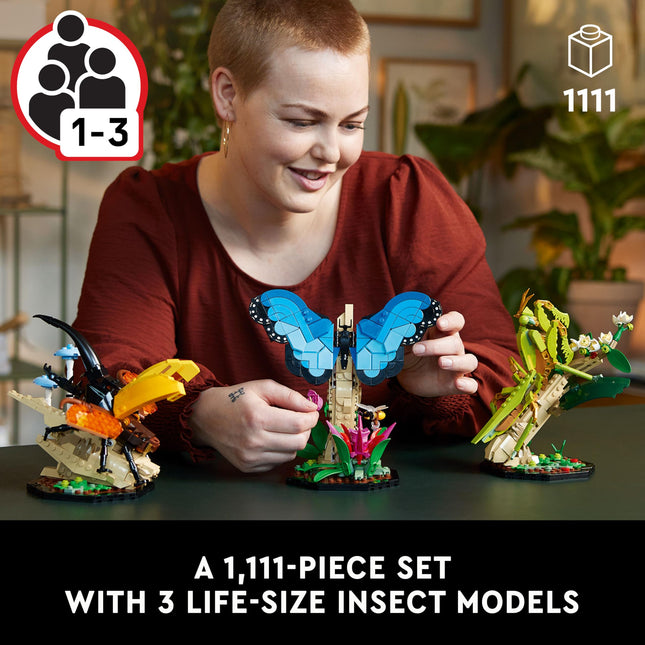 LEGO Ideas The Insect Collection, Fun Gift for Nature Lovers, with Life-Size Blue Morpho Butterfly, Hercules Beetle and Chinese Mantis Display Models, Insect Building Set, Nature Décor (6452127)