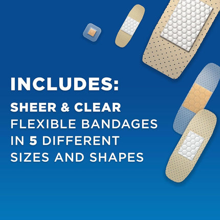 Band-Aid Brand Adhesive Bandage Family Variety Pack, Sheer and Clear Bandages, Assorted Sizes, 280 ct