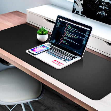 CENNBIE Desk Pads 140x50 cm Extra Large Gaming XXXL Leather Desk Mat for Full Desk Non-Slipped Desk Decor and Desk Protector for Office/Home(Black)