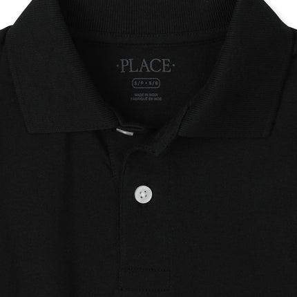 The Children's Place Boys' Short Sleeve Soft Jersey Knit Polos, Black Single, XX-Large