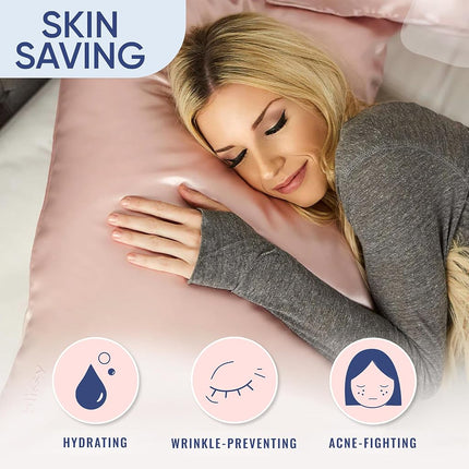 Blissy Silk Pillowcase - 100% Pure Mulberry Silk - 22 Momme 6A High-Grade Fibers - Satin Pillowcase for Hair & Skin - Regular, Queen & King Size Silk Pillow Case with Hidden Zipper - Moisture Wicking