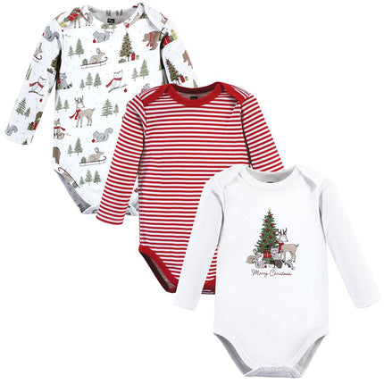 Hudson Baby mamelucos de algodón de manga larga unisex para bebé, motivo navideño de bosque, de 0 a 3 meses