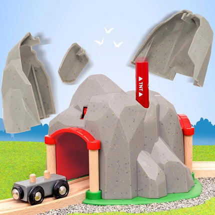 BRIO World Exploding Train Track Tunnel for Kids Age 3 Years Up - Wooden Railway Accessories and Add Ons