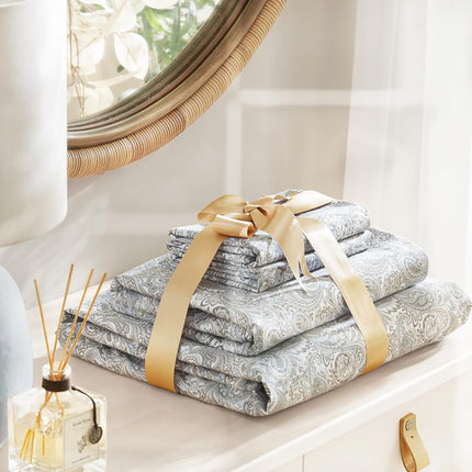 Comfort Spaces 100% Cotton Sheet Set Breathable, Lightweight, Soft with 14" Elastic Pocket Fits up to 16" Mattress, All Season Cozy Bedding, Matching Pillow Case, Cal King Paisley Multi 4 Piece