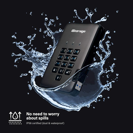 iStorage diskAshur PRO2 SSD 2TB - Secure Solid State Drive - FIPS Level 3 certified - Password protected - Dust/Water-Resistant - Hardware encryption