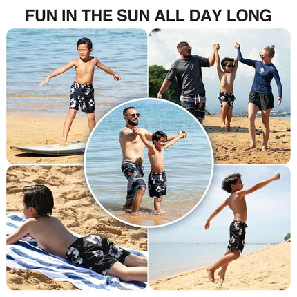 Kanu Surf Short de bain Echo à séchage rapide UPF 50+ pour garçons, Antigua Noir, 2T