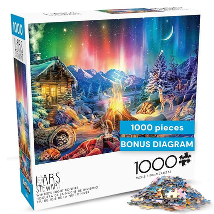 Buffalo Games - LARS - Winter's Night Bonfire - 1000 Piece Jigsaw Puzzle for Adults Challenging Puzzle Perfect for Game Nights - Finished Puzzle Size is 26.75 x 19.75