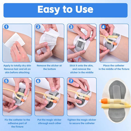24 PCS Catheter Stabilization Devices, Foley Catheter Supplies, Urinary Leg Bag Legband Holder Sticker, Self Adhesive Catheter Tube Holder for PEG/G/Feeding Tube（Gray）