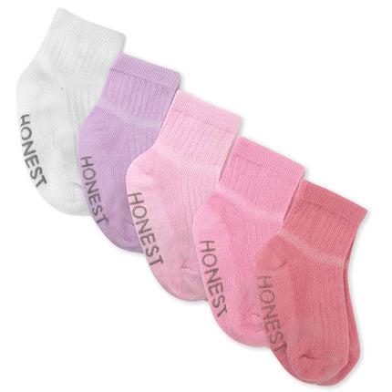 HonestBaby Multipack Chaussettes Confortables Fabriquées Durablement pour Bébé, Nouveau-né, Tout-petit, Enfants, Garçons, Filles, Lot de 5 Ombre Rose, 0-6 Mois