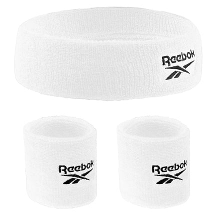 Juego de 3 Bandas Deportivas Unisex - Cinta para la Cabeza de 5.7 cm y Muñequeras de 8.25 cm con Tecnología Stay Dry, Tejido de Rizo que Absorbe la Humedad | Accesorios de Fitness de Calidad para un Confort Activo - Reebok