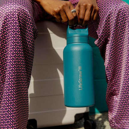 LifeStraw Go 2.0 Stainless Steel Water Filter Bottle 1L Kyoto Orange