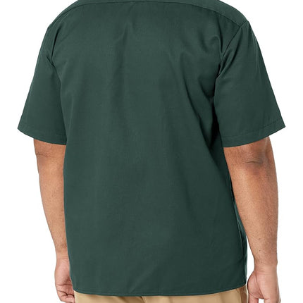 Dickies Men's Short-Sleeve Work Utility Button Down Shirt, Hunter Green V1, S