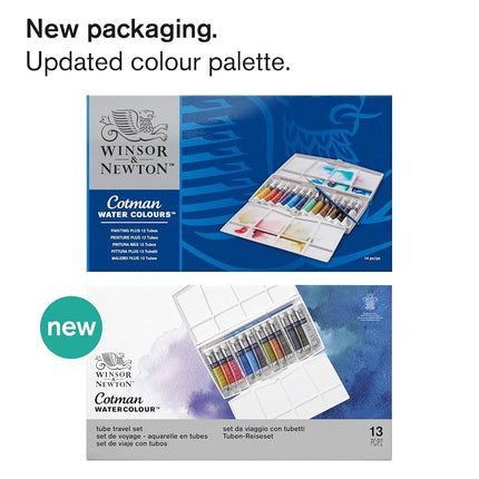 Winsor & Newton, Cotman Watercolour, 'Tube Travel Set', 12 x 8ml Tubes + 1 x Cotman Watercolour Round Brush