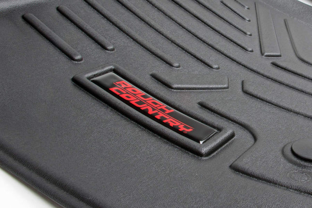 Rough Country - M-20713 - Heavy Duty Floor Mats - Front & Rear Combo (Crew Cab Models) for Chevrolet: 07-13 Avalanche 1500 4WD/2WD, 07-13 Silverado 1500 4WD/2WD, 07-14 Silverado 2500 HD 4WD/2WD, 07.
