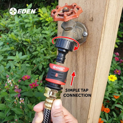 Eden 95210 Premium Garden Hose Fitting Quick Connect with Water Stop & Lock Feature, 5 pc Set
