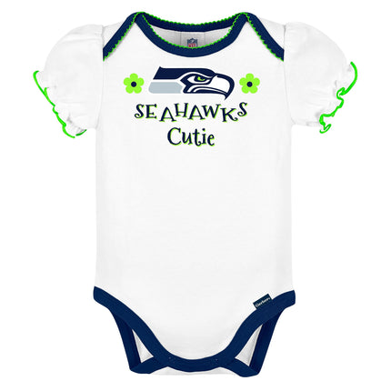 Paquete de 3 mamelucos de los Seattle Seahawks de la NFL para bebé, color del equipo, 18 meses