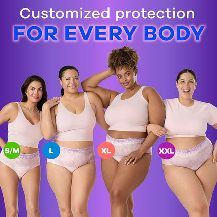 Always Discreet Adult Incontinence Underwear for Women and Postpartum Underwear, XXL, Up to 100%* Bladder Leak Protection, 52 CT,