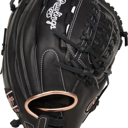 Rawlings R9 Fastpitch Softball Glove | Sizes 11.5"-13" | Multiple Styles Softball Glove, Women, Double Lace Basket Net | Black, 12.5" | Infield/Pitcher